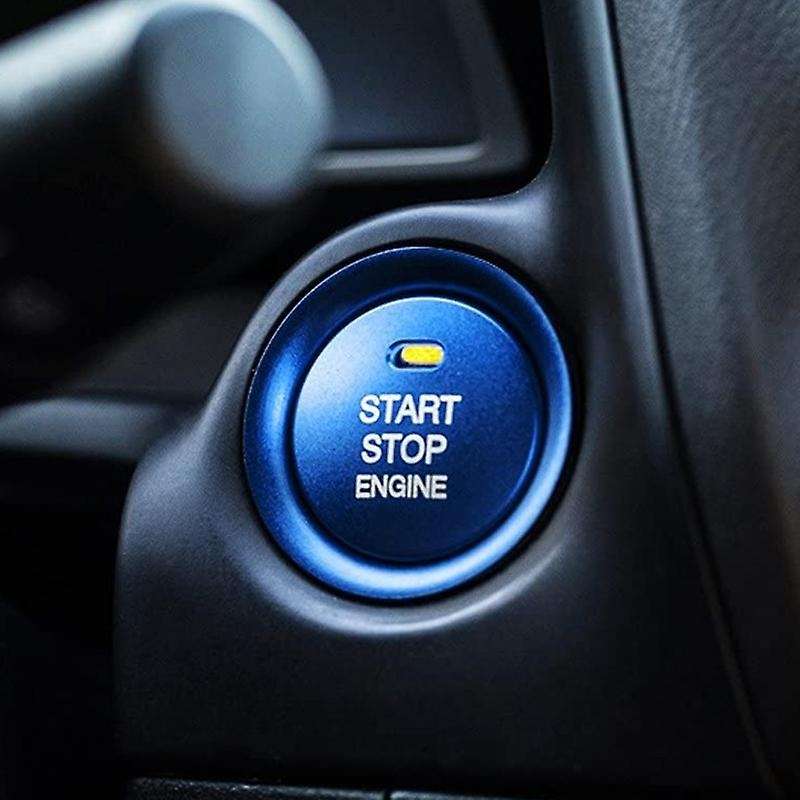 2Pc Set Blue Keyless Engine Push Start Button & Surrounding Decoration Ring Compatible for 3 6 -3 -5
