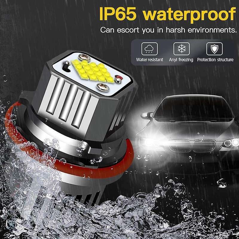2Pc White Angel Eyes Halo Ring Marker Light Led Bulb Headlight 80W 6000K for - 1 5 7 Series X3 X5 E3