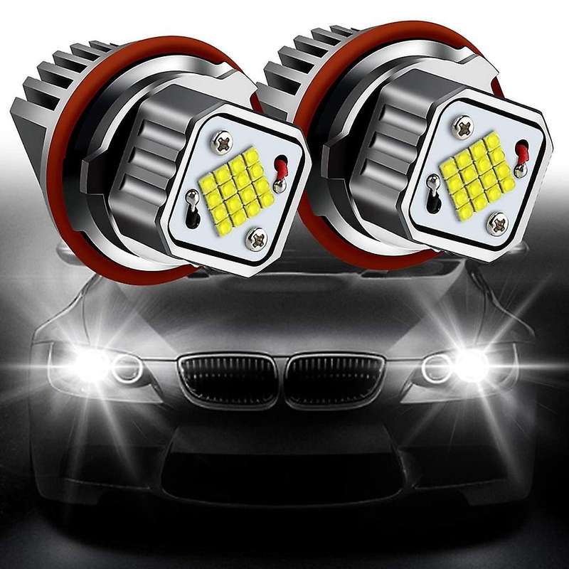 2Pc White Angel Eyes Halo Ring Marker Light Led Bulb Headlight 80W 6000K for - 1 5 7 Series X3 X5 E3