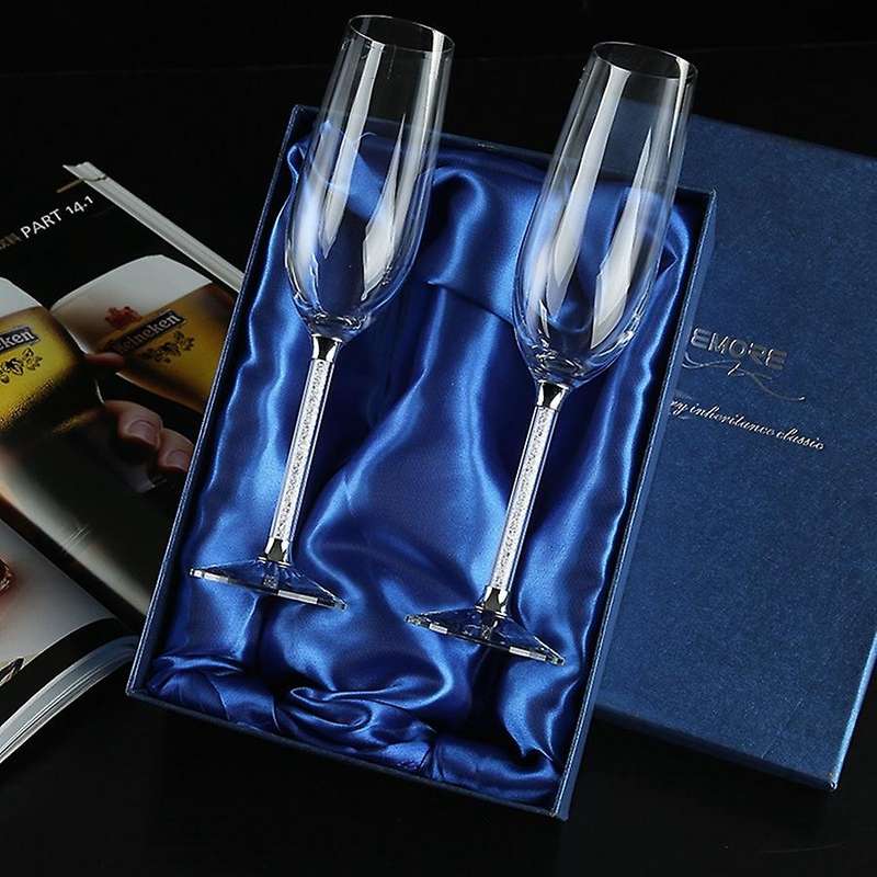2Pc Wedding Glasses Champagne Crystalline Party Gift Toasting Glass Goblet