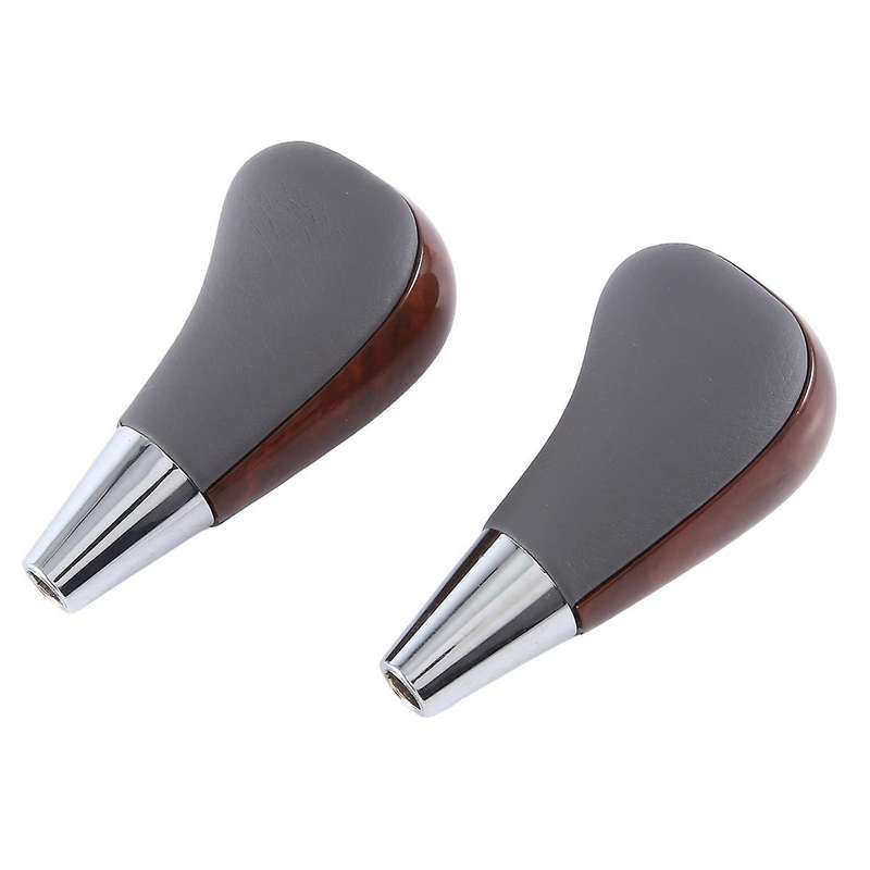 2pc Wood Grain Car Gear Shift Knob for / Fortuner Crown Land Cruiser Lever Shifter Stick Grey