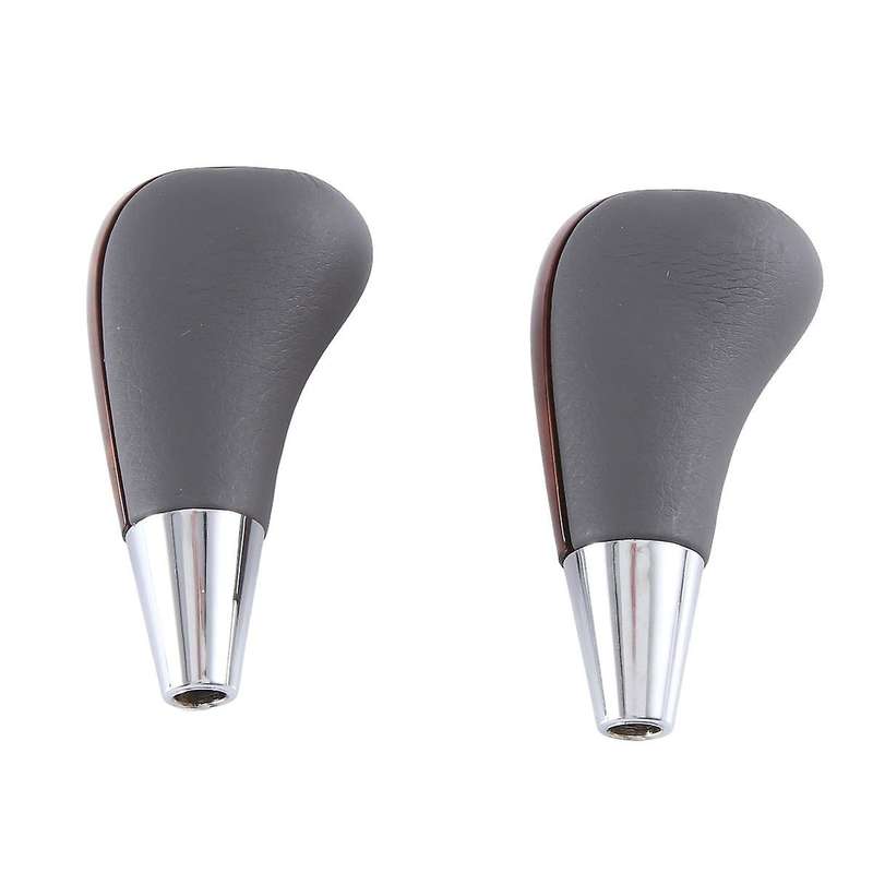 2pc Wood Grain Car Gear Shift Knob for / Fortuner Crown Land Cruiser Lever Shifter Stick Grey