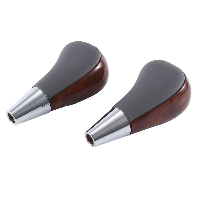 2pc Wood Grain Car Gear Shift Knob for / Fortuner Crown Land Cruiser Lever Shifter Stick Grey