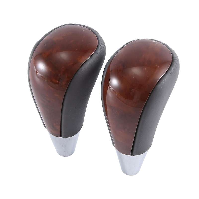 2pc Wood Grain Car Gear Shift Knob for / Fortuner Crown Land Cruiser Lever Shifter Stick Grey