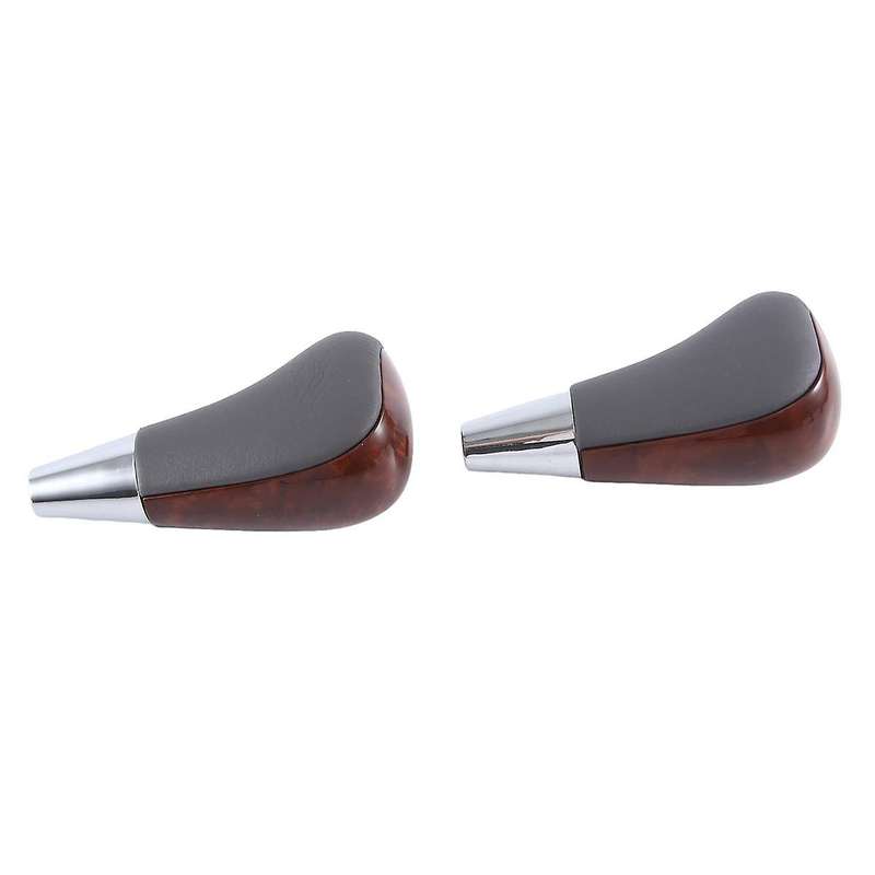 2pc Wood Grain Car Gear Shift Knob for / Fortuner Crown Land Cruiser Lever Shifter Stick Grey