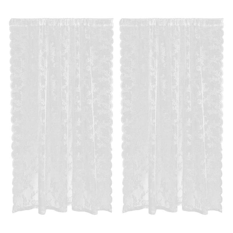 2pc/set Lace White Sheer Curtains for Living Room Bedroom Window Treatment Finished Voile Drape Bli