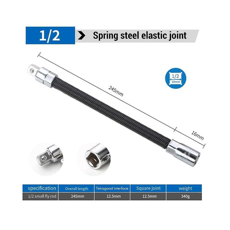 2pcs 1/2'12.5mm Sleeve Extension Rod Elastic Connecting Rod Universal Connecting Rod Flexible Shaft