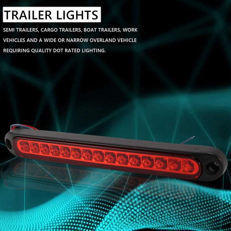 2Pcs 10 inch 15 LED Trailer Truck RV Stop Tail Rear Brake Turn Light Bar Stop Rear Side Marker Ligh
