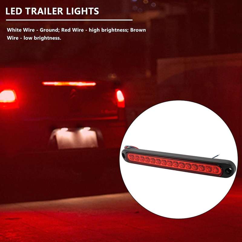 2Pcs 10 inch 15 LED Trailer Truck RV Stop Tail Rear Brake Turn Light Bar Stop Rear Side Marker Ligh