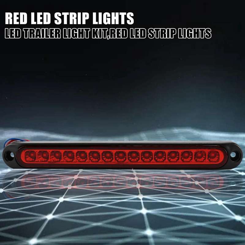 2Pcs 10 inch 15 LED Trailer Truck RV Stop Tail Rear Brake Turn Light Bar Stop Rear Side Marker Ligh