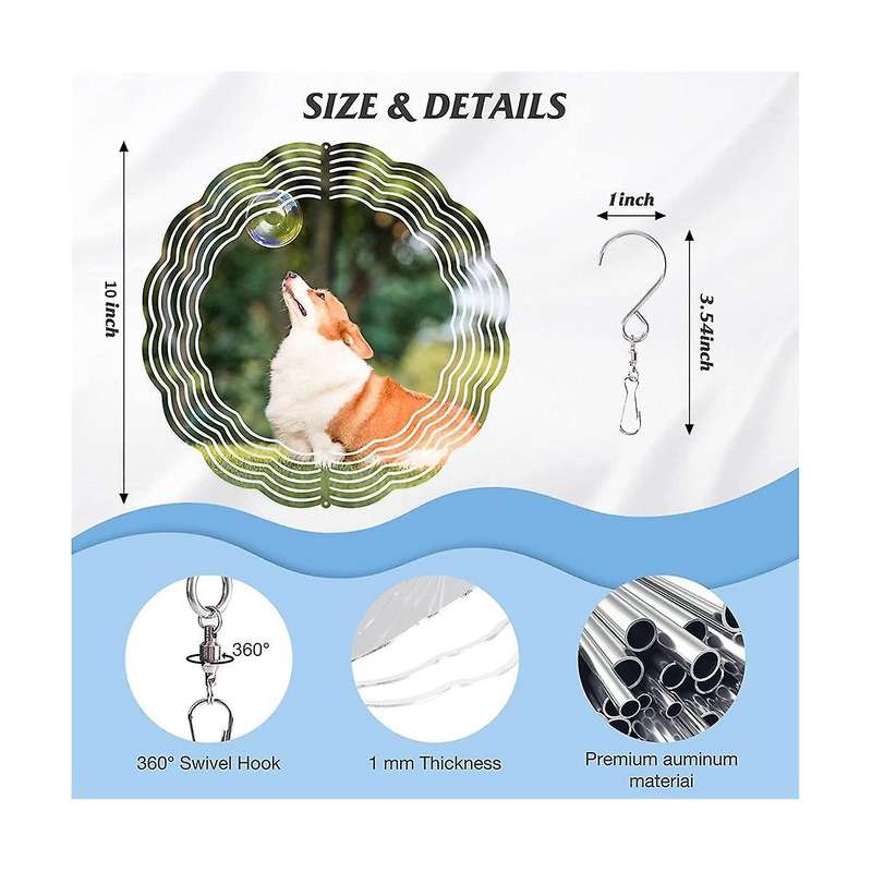 2pcs 10 Inch Sublimation Wind Spinner Blanks 3d Wind Spinners Hanging Wind Spinner for Indoor Outdo