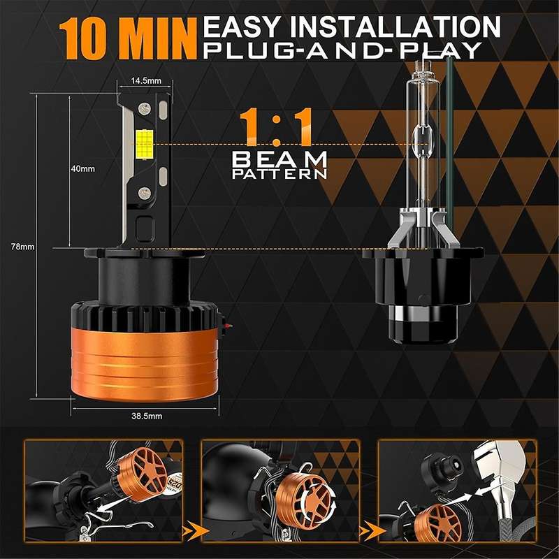 2Pcs 110W 3-Copper Tubes V31 LED for New D Series Car LED Headlight Bulb 10000LM 6500K D2/D2S