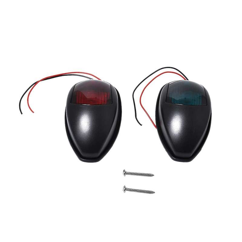 2Pcs 12V Black LED Bow Navigation Light Signal Lamp Marine Boat Yacht Kayaks Red Green