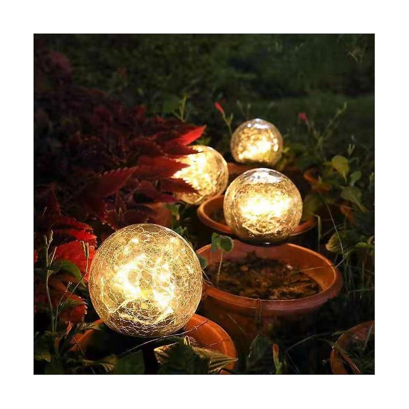 2pcs 12cm Solar Crack Ground Ball Outdoor Waterproof Balcony Garden Court Landscape Outdoor/garden