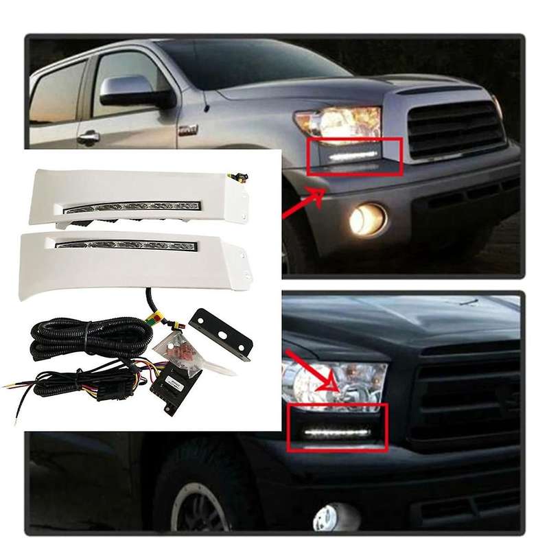 2pcs 12V Car LED Daytime Running Light for Sequoia 2007 -2013 DRL White Fog Lamps White
