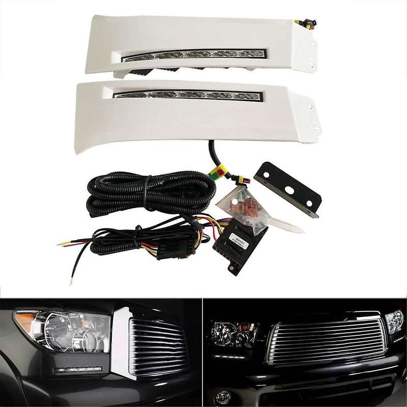 2pcs 12V Car LED Daytime Running Light for Sequoia 2007 -2013 DRL White Fog Lamps White