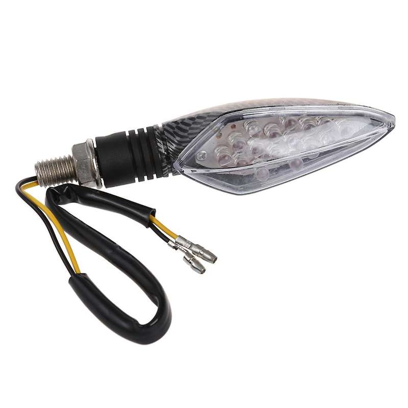 2pcs 12V Carbon Motorcycle Motorbike LED Turn Signal Indicator Light Yellow Bulb