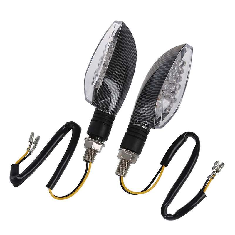 2pcs 12V Carbon Motorcycle Motorbike LED Turn Signal Indicator Light Yellow Bulb