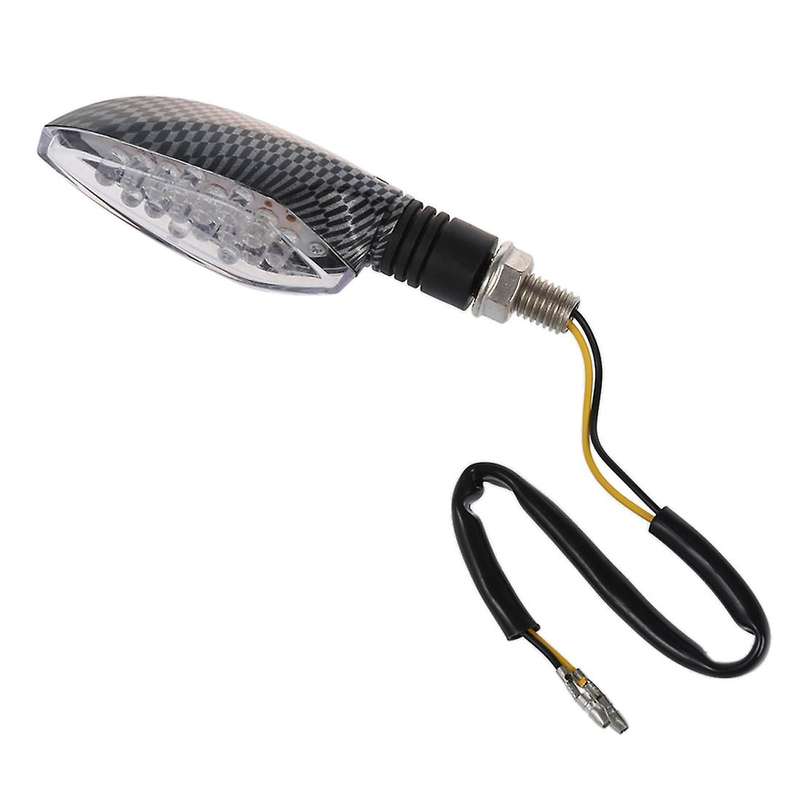 2pcs 12V Carbon Motorcycle Motorbike LED Turn Signal Indicator Light Yellow Bulb