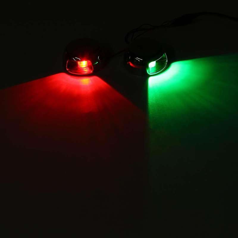 2Pcs 12V LED Light LED Navigation Light Bulb for Marine Boat Yacht Stainless Steel Red Green Light