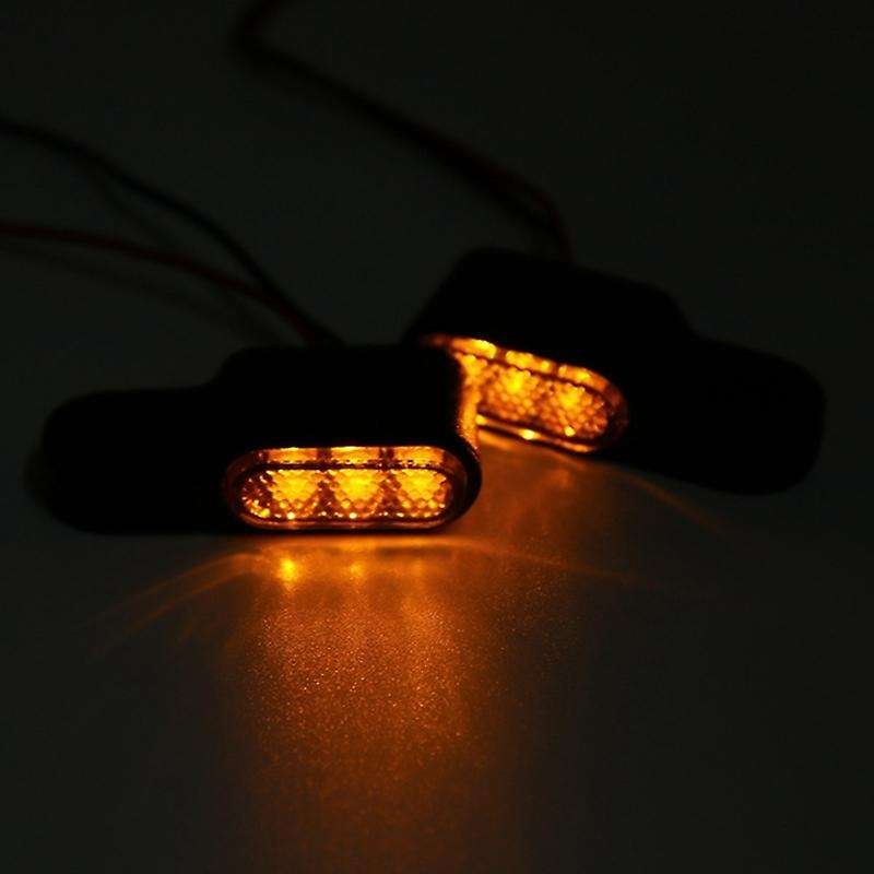 2PCS 12V Motorcycle Indicators LED Turn Signal Light Handlebar Amber Signal Lamp Blinker, Mount,Blac