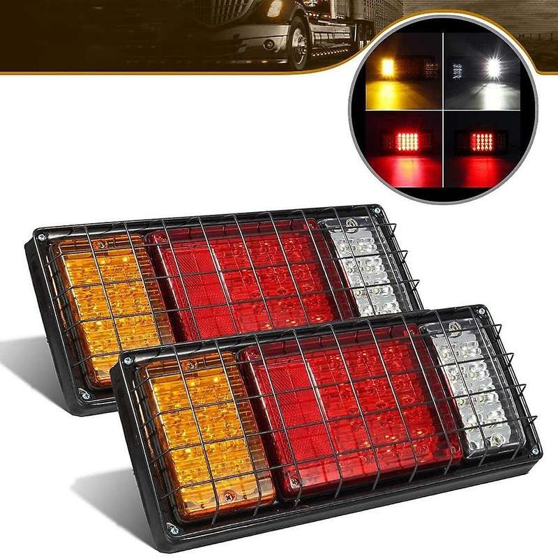 2Pcs 12V LED Truck Trailer Tail Lights Tail Turn Signal Brake Light Running Reverse