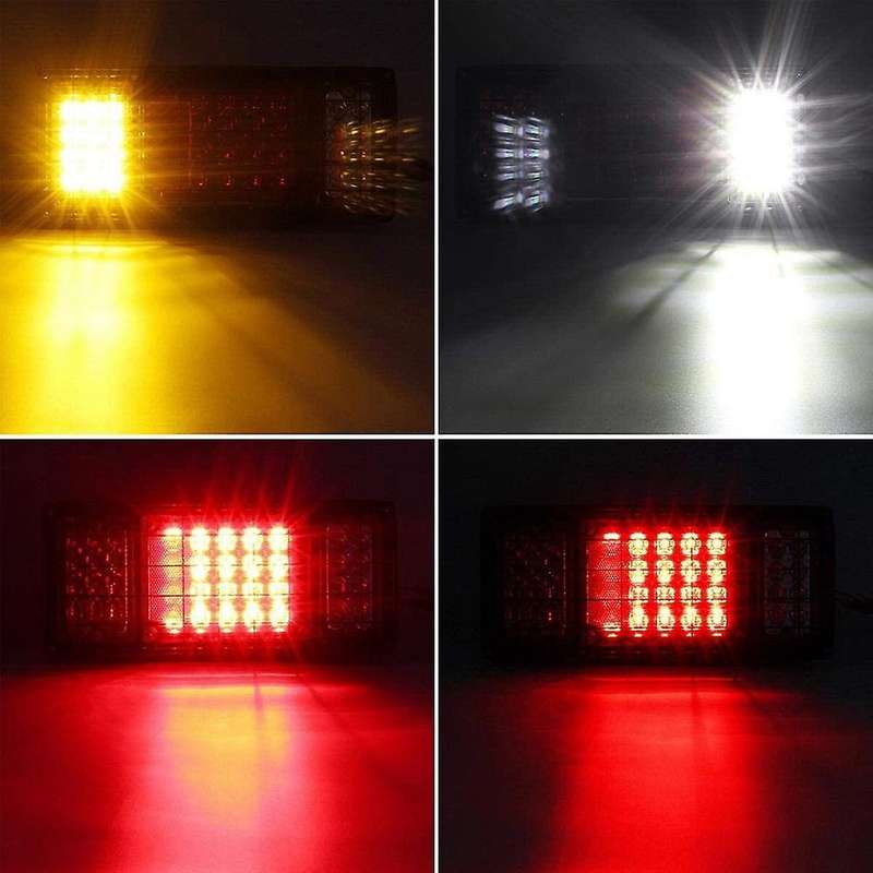 2Pcs 12V LED Truck Trailer Tail Lights Tail Turn Signal Brake Light Running Reverse
