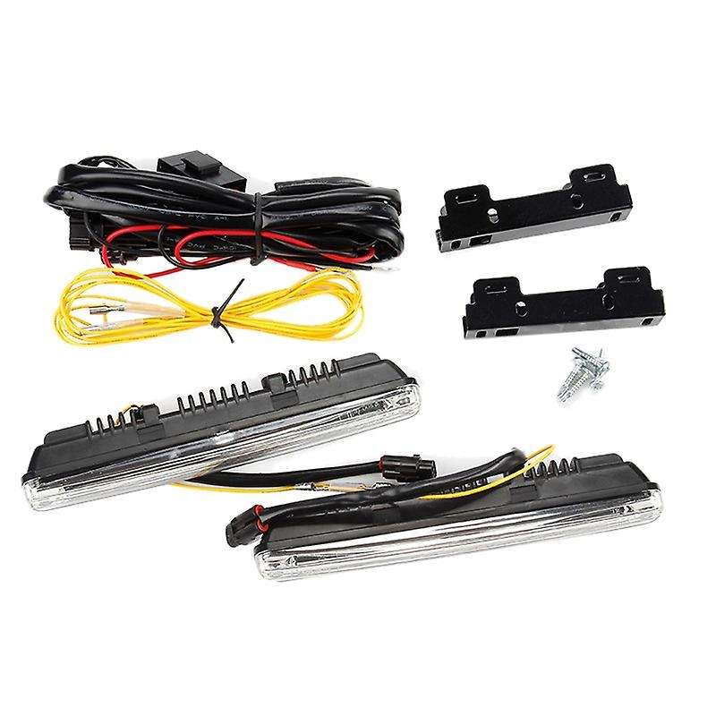 2Pcs 12V Sequential Flowing Car Led Daytime Running Light Drl + Yellow Turn Signal Light Super White