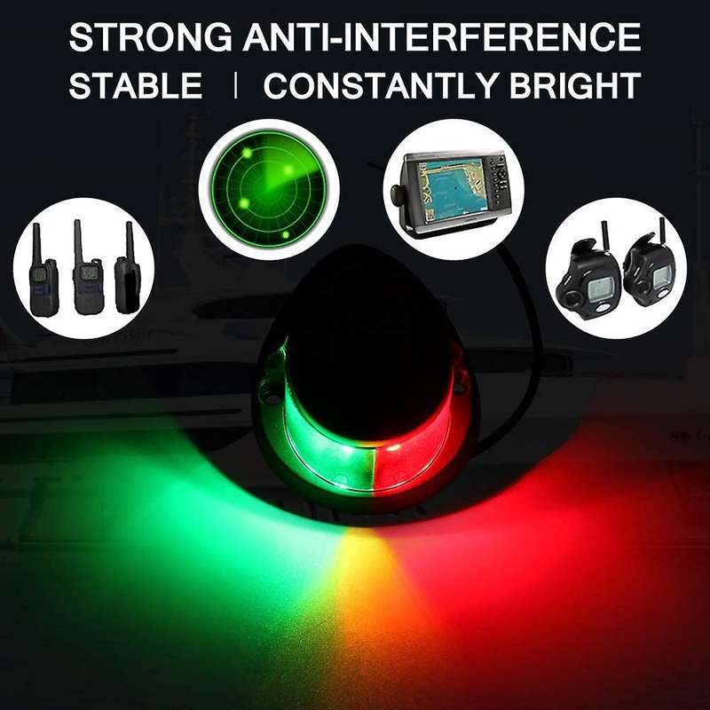 2Pcs 12V Navigation Lights LED Zinc Alloy Bow Light Marine Boat LED Red Green Pontoons Sailing Signa