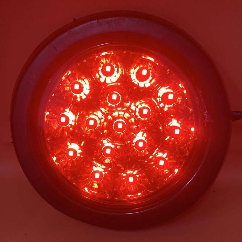 2Pcs 12V-24V 16LED Car Round Red Taillights Rear Fog Light Stop Brake Running Reverse Lamp for Truck