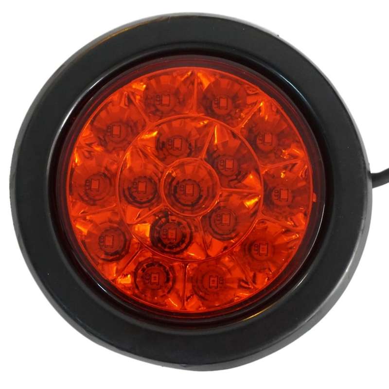 2Pcs 12V-24V 16LED Car Round Red Taillights Rear Fog Light Stop Brake Running Reverse Lamp for Truck