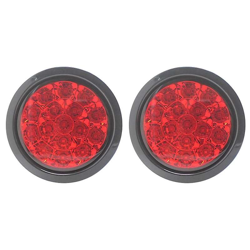 2Pcs 12V-24V 16LED Car Round Red Taillights Rear Fog Light Stop Brake Running Reverse Lamp for Truck