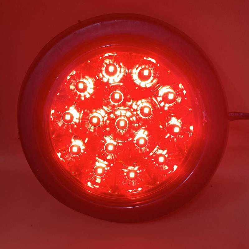 2Pcs 12V-24V 16LED Car Round Red Taillights Rear Fog Light Stop Brake Running Reverse Lamp for Truck