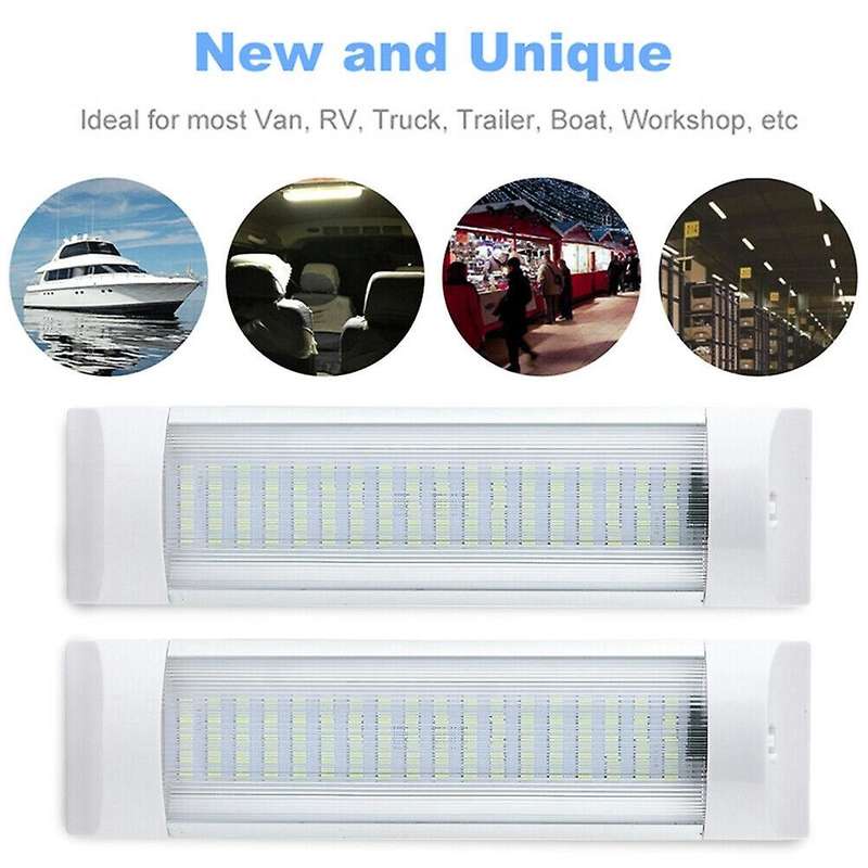 2Pcs 12V-85V Car Interior Led Light Bar Dome Roof Ceiling Reading Light Working Lamp for Car Trailer