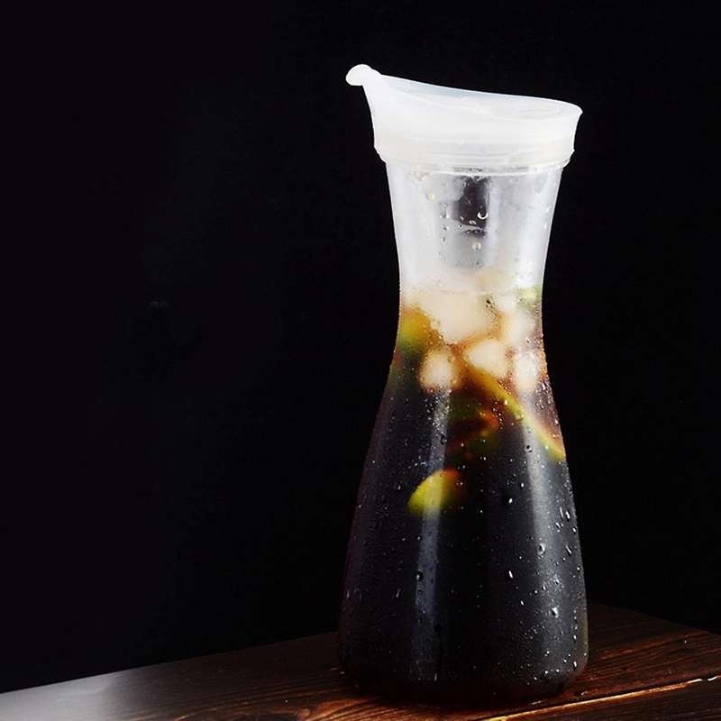 2pcs 1l Plastic Water Carafes with White Flip Tab - Food & Recyclable Shatterproof Pitchers -