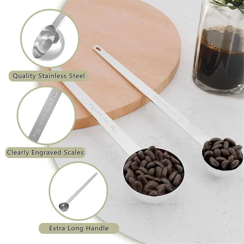 2PCS 2 Tablespoon Coffee Scoop,9.5inch Long Handle Measuring Spoon,Two Tbsp (15 Ml) Coffee ,Stainles