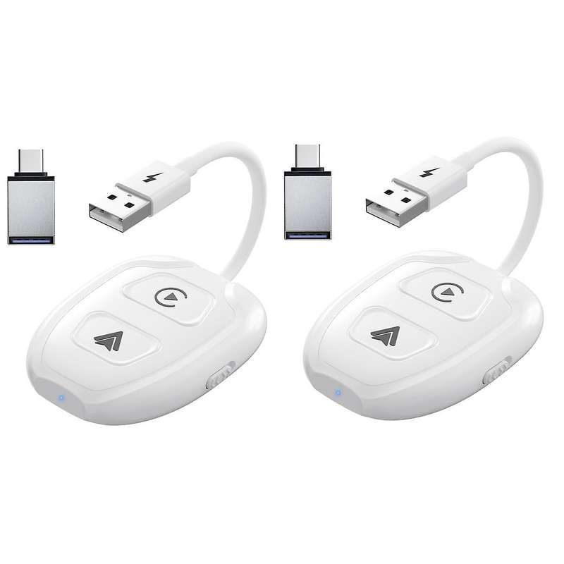 2PCS 2 in 1 Wireless CarPlay Adapter for Android Auto Wireless Carplay Dongle for Wired Carplay & An