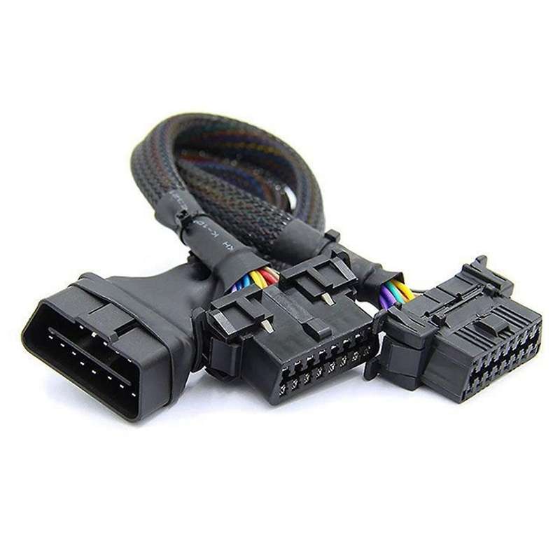 2pcs 2 In 1 Obd2 Extension Cable Obdii Male to 2 Female Splitter Car Computer Connection Conversion