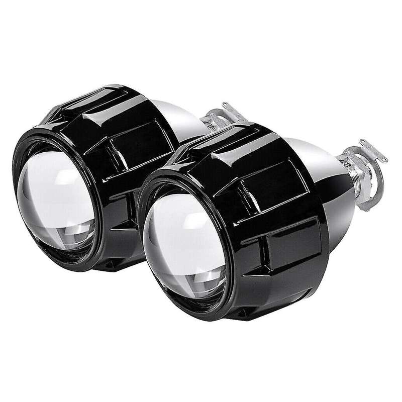 2Pcs 2.5 Inch Universal HID Projector Lens Black Shroud for H1 LED Bulb Car Headlight