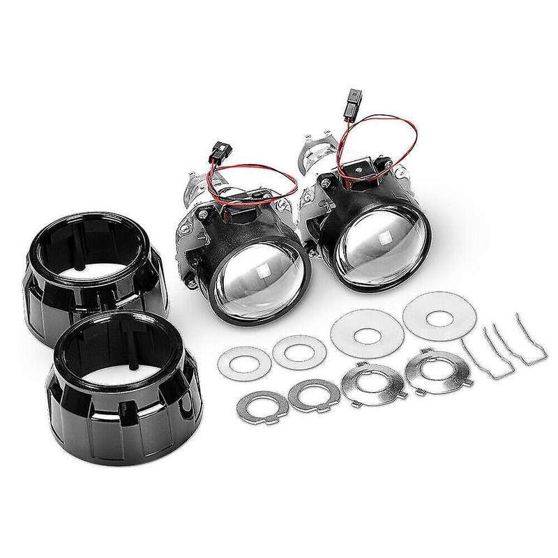 2Pcs 2.5 Inch Universal HID Projector Lens Black Shroud for H1 LED Bulb Car Headlight