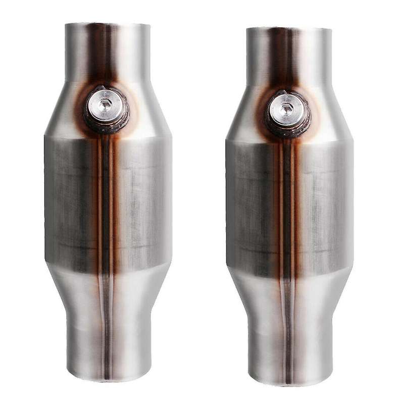 2pcs 2.5inch Spun Universal Catalytic Converter High Flow Stainless Steel 425250 Exhaust Catalytic C