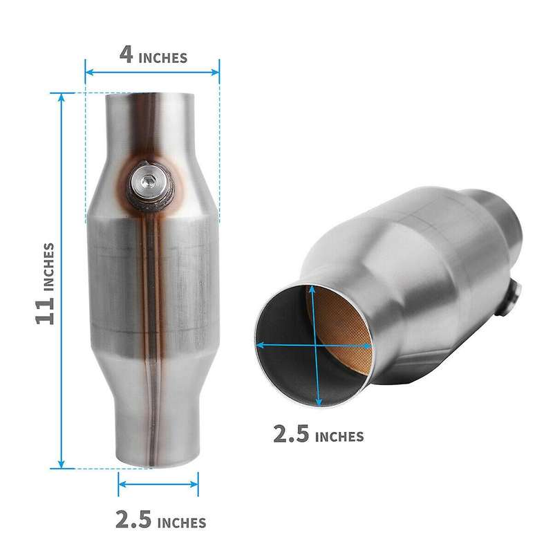 2pcs 2.5inch Spun Universal Catalytic Converter High Flow Stainless Steel 425250 Exhaust Catalytic C