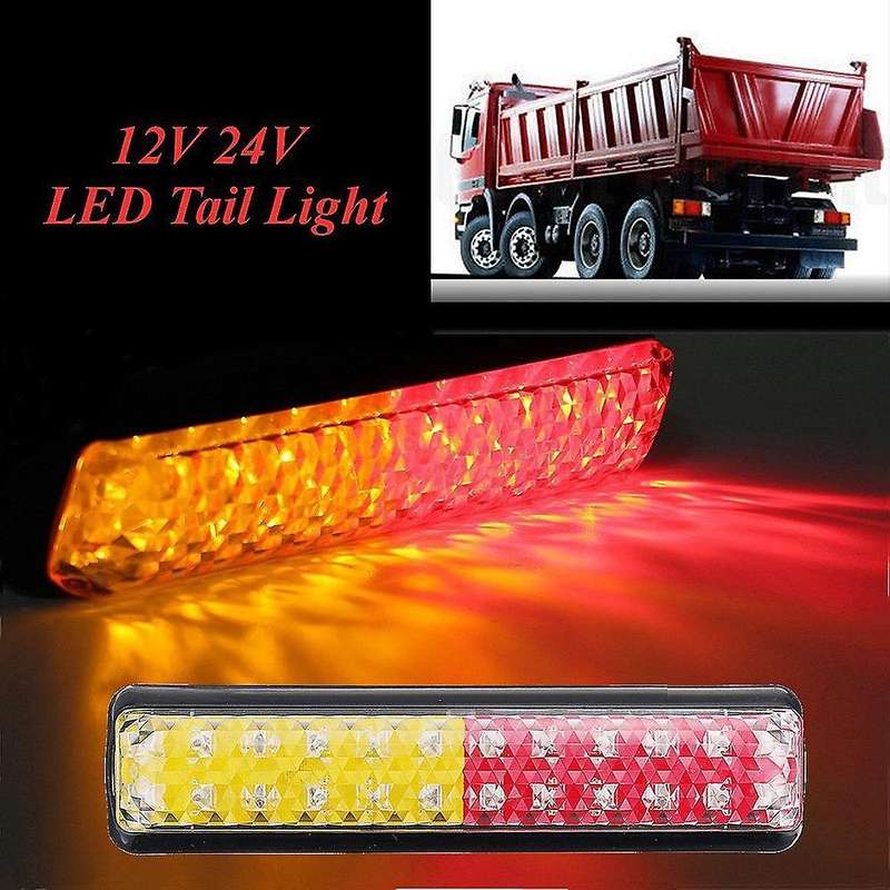 2Pcs 24 LED Car Truck Tail Light Rear Stop Brake Light Turn Signal Lamp Waterproof for Lorry Trailer
