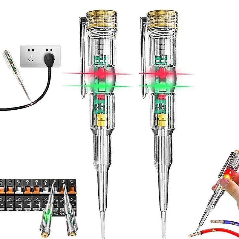 2Pcs 24-250V Electrician Circuit Tester Pen,Responsive Electrical Tester Pen,with LED Indicator Ligh