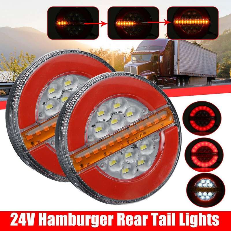 2Pcs 24V 4inch LED Trailer Truck Tail Light Brake Light DRL Flow Turn Signal Lamp Strobe Light for C