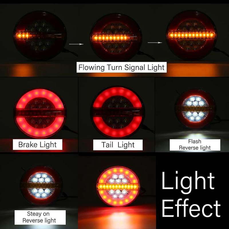 2Pcs 24V 4inch LED Trailer Truck Tail Light Brake Light DRL Flow Turn Signal Lamp Strobe Light for C