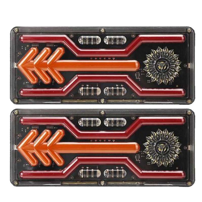 2Pcs 24V Dynamic LED Car Truck Tail Light Turn Signal Rear Brake Light Reverse Signal Lamp Tractor T