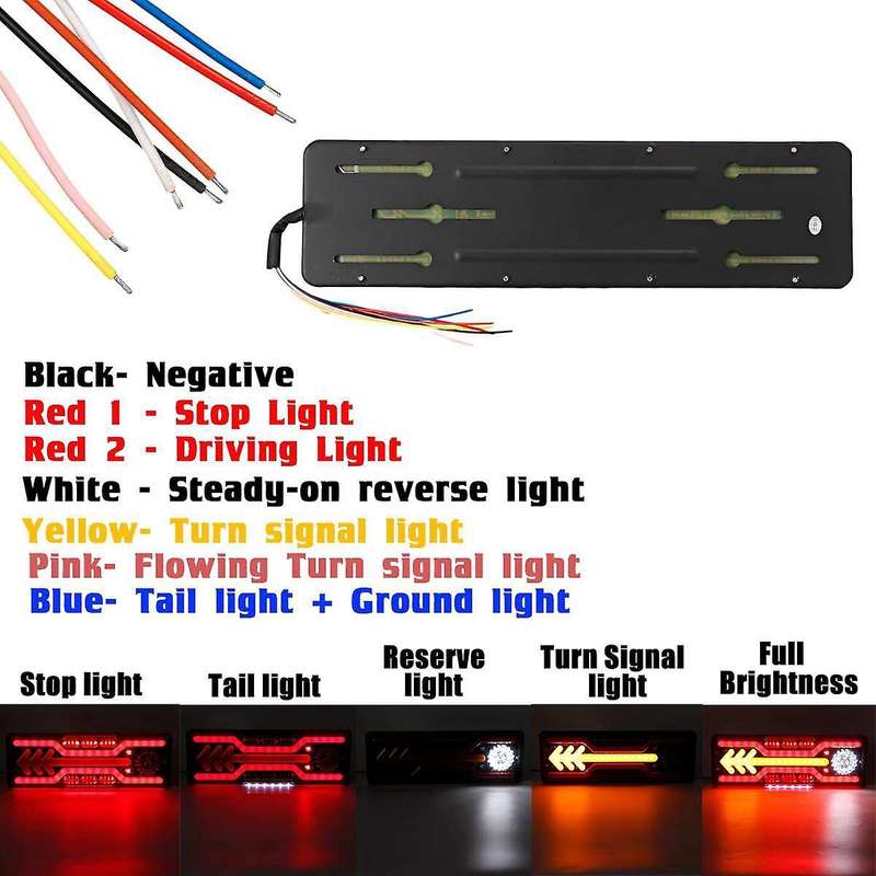 2Pcs 24V Dynamic LED Car Truck Tail Light Turn Signal Rear Brake Light Reverse Signal Lamp Tractor T
