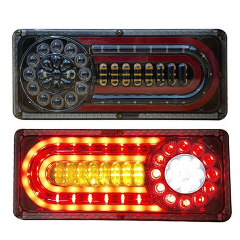 2Pcs 24V LED Dynamic Car Truck Tail Light Turn Signal Rear Indicator Brake Lights for Lorry Trailer