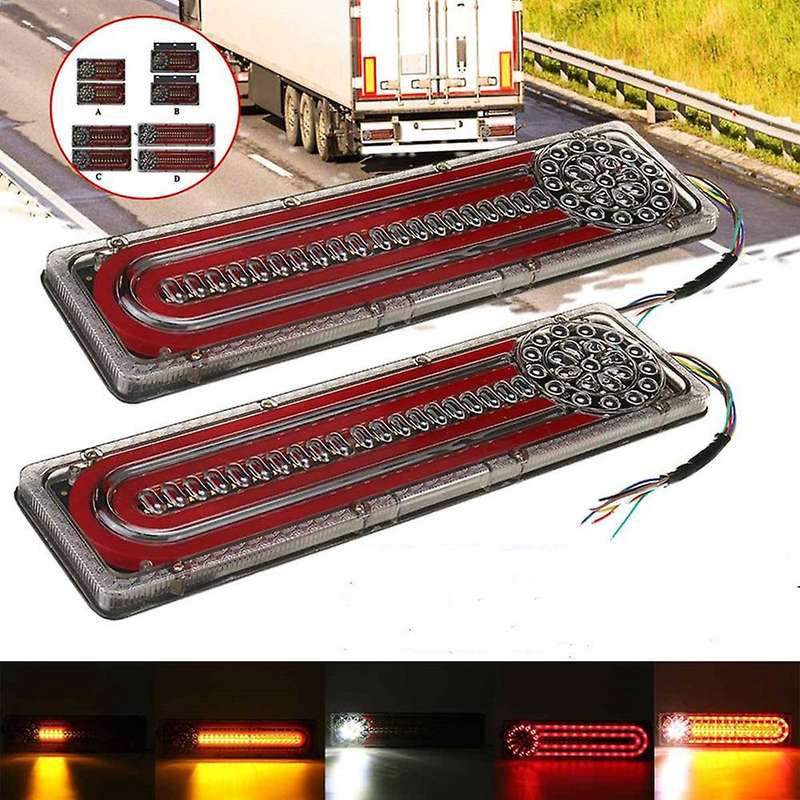 2Pcs 24V LED Dynamic Car Truck Tail Light Turn Signal Rear Indicator Brake Lights for Lorry Trailer
